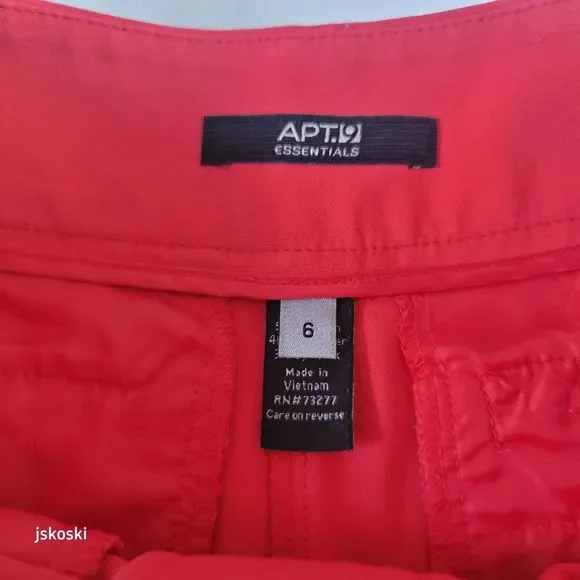 APT. 9 Essentials Coral Red Casual Cropped Capri Skimmer Pants Women's Size 6 - Picture 3 of 7